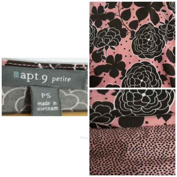 Womens small petite Floral fit & flair 3/4" sleeve Dress vneck tie back - Picture 2 of 6